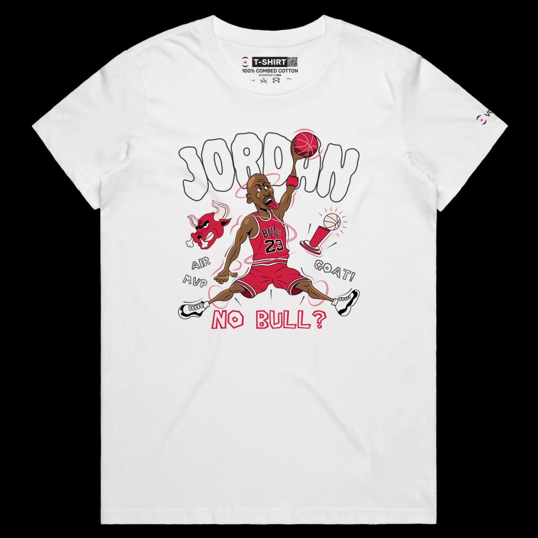 VOICEART White Female Regular Jordan Premium Shirt Chicago GOAT 23 High Graphic Funny Cartoon Design Tee for Basketball Fans