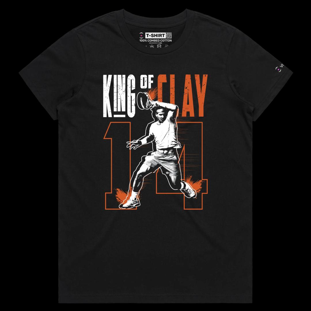 VOICEART Black Female Regular Nadal The King of Clay Sports T-Shirt Premium Quality Grand Slam Superstar Tee Tennis Fans